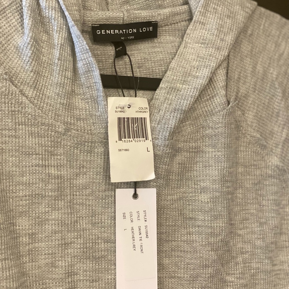 NWT Generation Love Dawn Tie-Front Hoodie Tee Sweater Sold Out Large